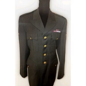 Vintage US Military Post WWII Army Dress Uniform Coat Jacket 1956 Size 39L